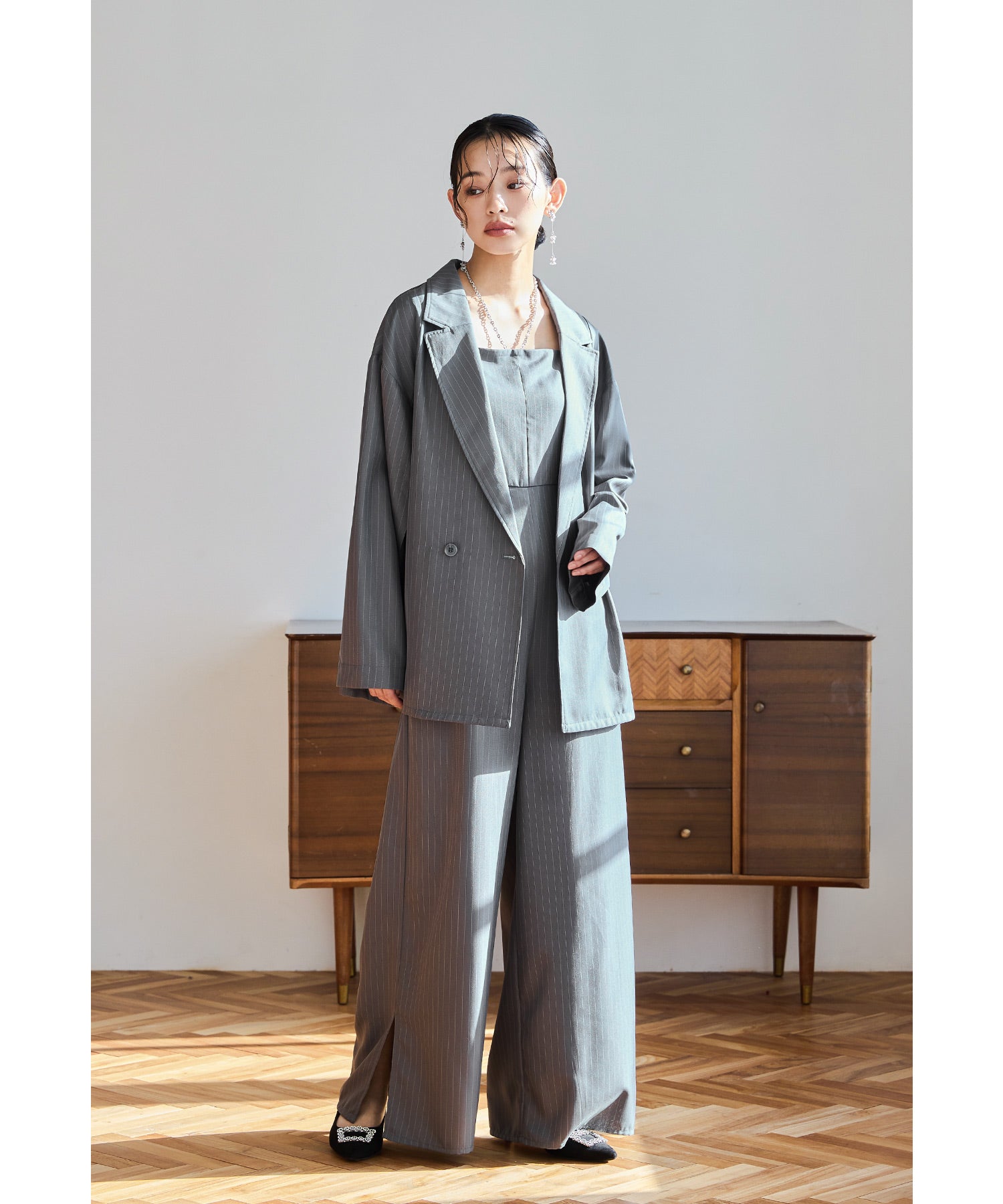 プラクティカルセットアップ 2点セット ストライプ ジャケット パンツ