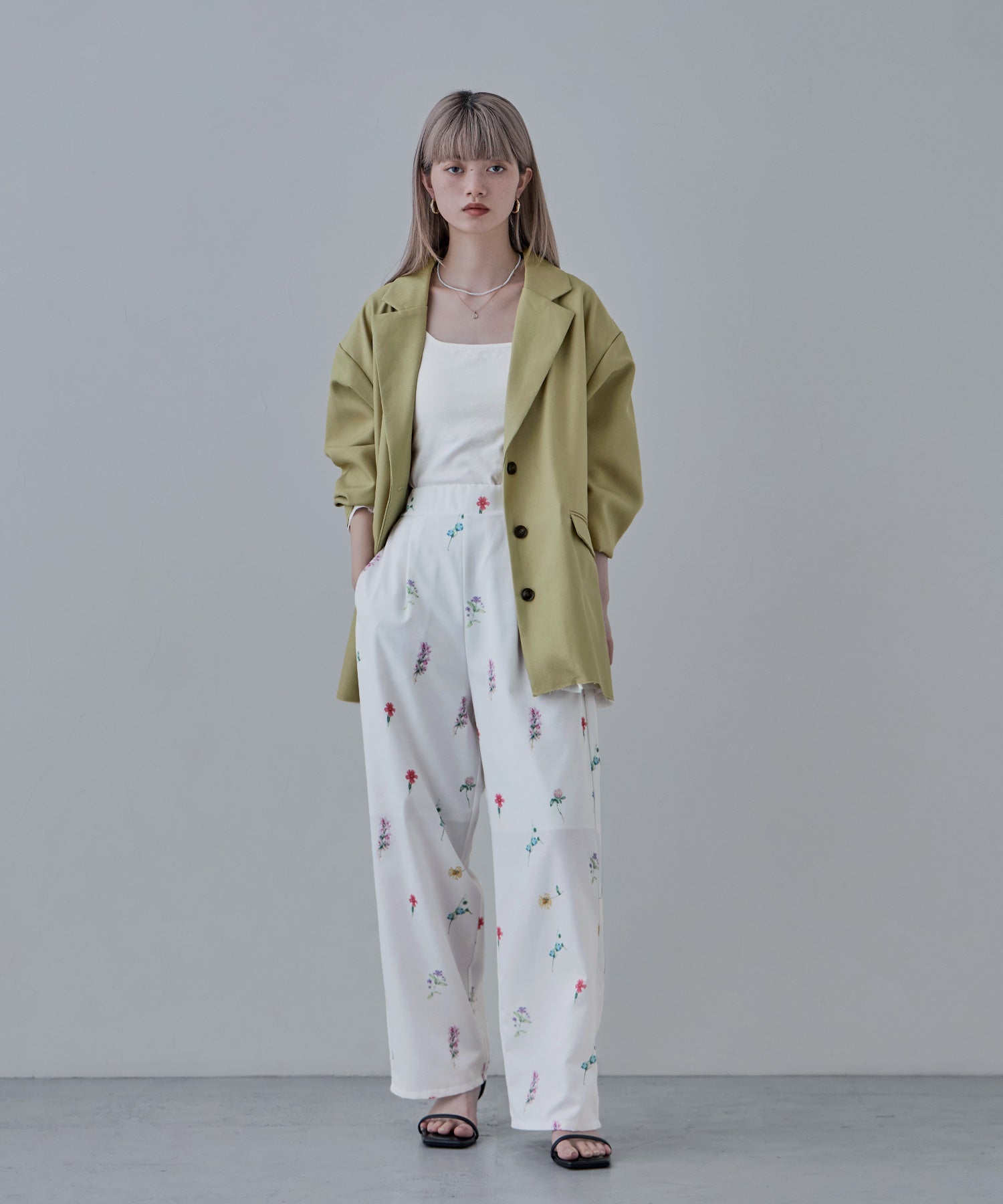 花柄プリントタックワイドパンツ｜パンツ - etoll.