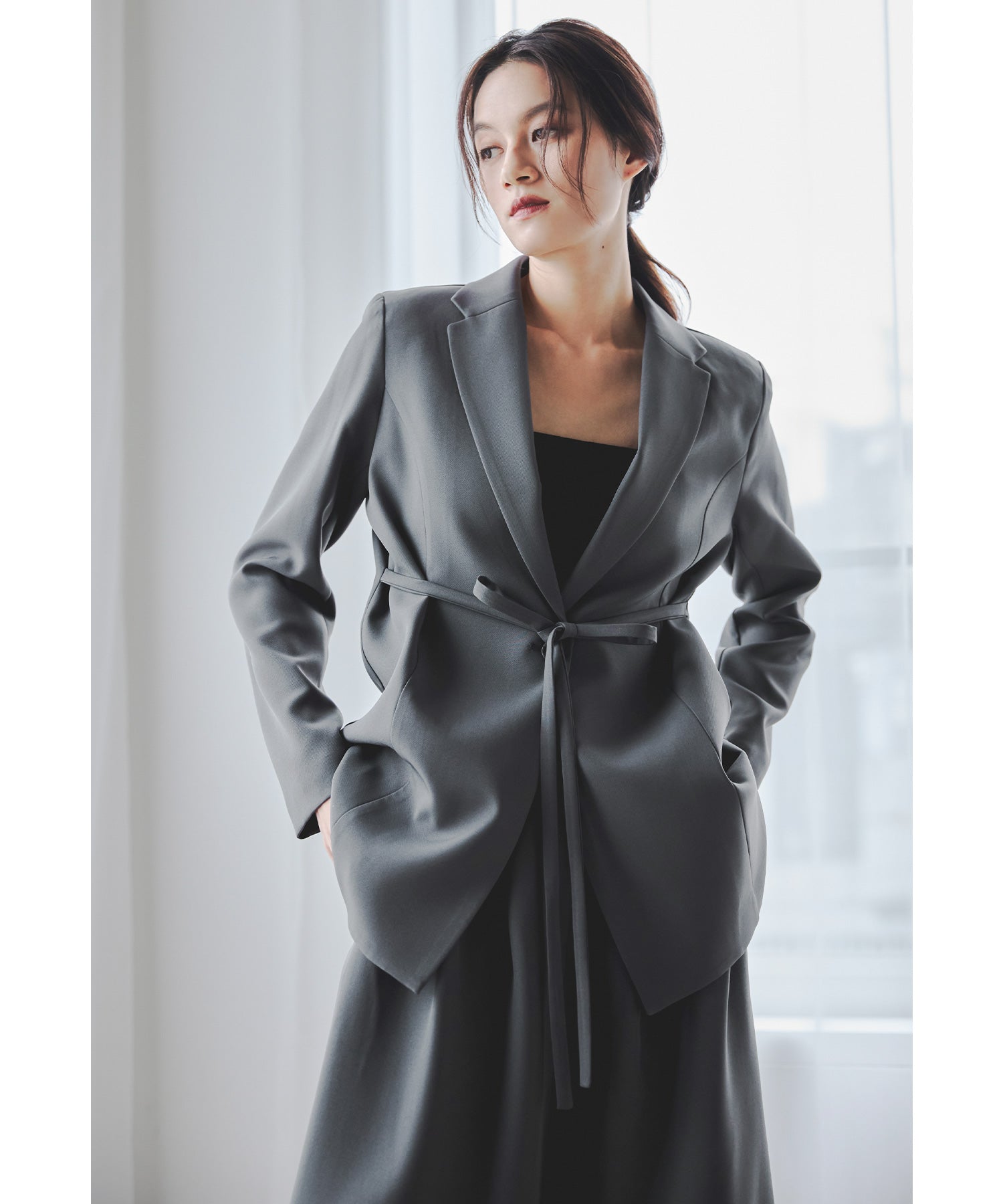 リボンジャケットパンツスーツ 2点セット レディース セットアップ