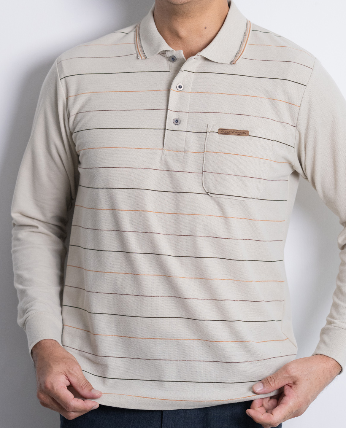 SALE40%OFF／【NICOLE MORRISON】鹿の子ボーダー柄ポロシャツ