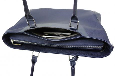 PELLE MORBIDA トートバッグpmo-ca101 ネイビー×ダークブラウンNAVY