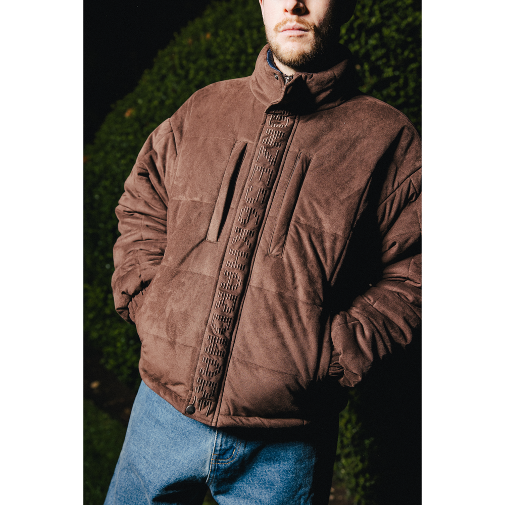 FAUX SUEDE PUFFER JACKET BROWN – BRONZE56K