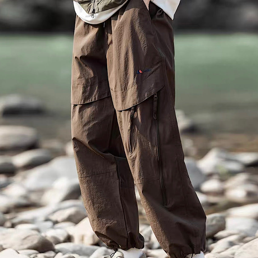 刺繍 裾ドローコード 防水 ワイドパンツ（3Colors）250186 – Champyee