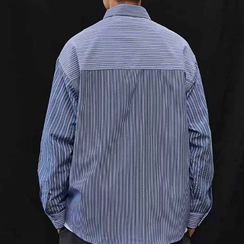ストライプ クレイジーパターン 長袖シャツ（1Color）240124