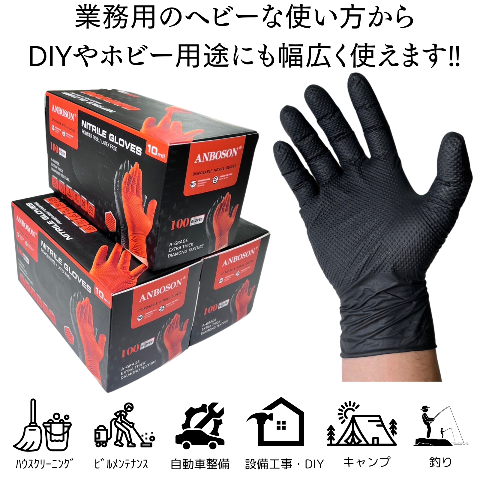 真・極厚ニトリルグローブ（100枚入／箱） – コジワンツールズ