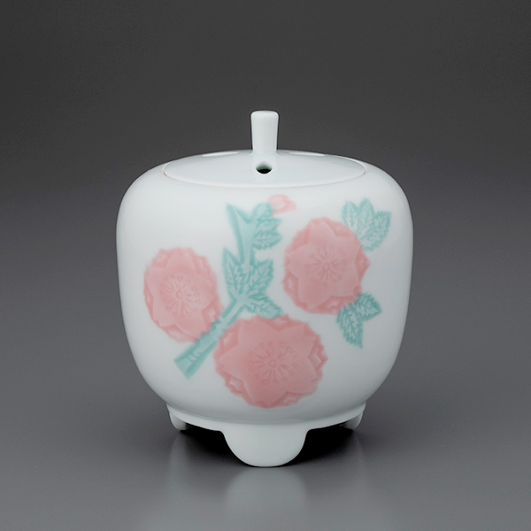 井上萬二「白磁緑彩釉桜彫文香爐」｜近鉄百貨店ネットショップ