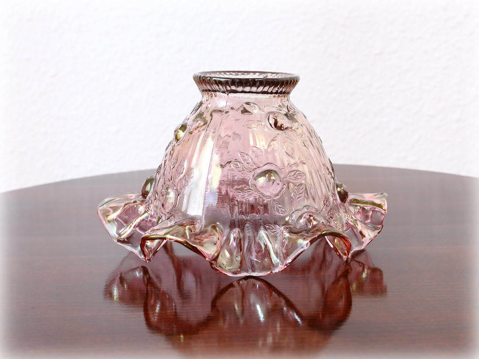 磨りガラス 植物柄 ピンク フリル ランプシェード アールヌーヴォー