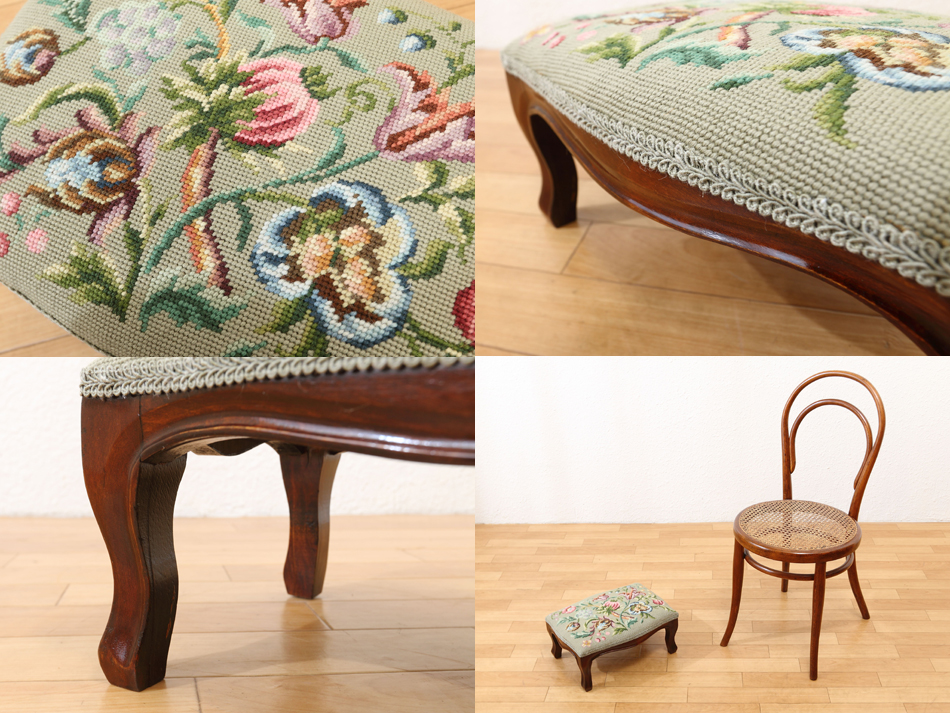 オールドフレンチスタイル ウォルナット フットスツール｜アンティーク