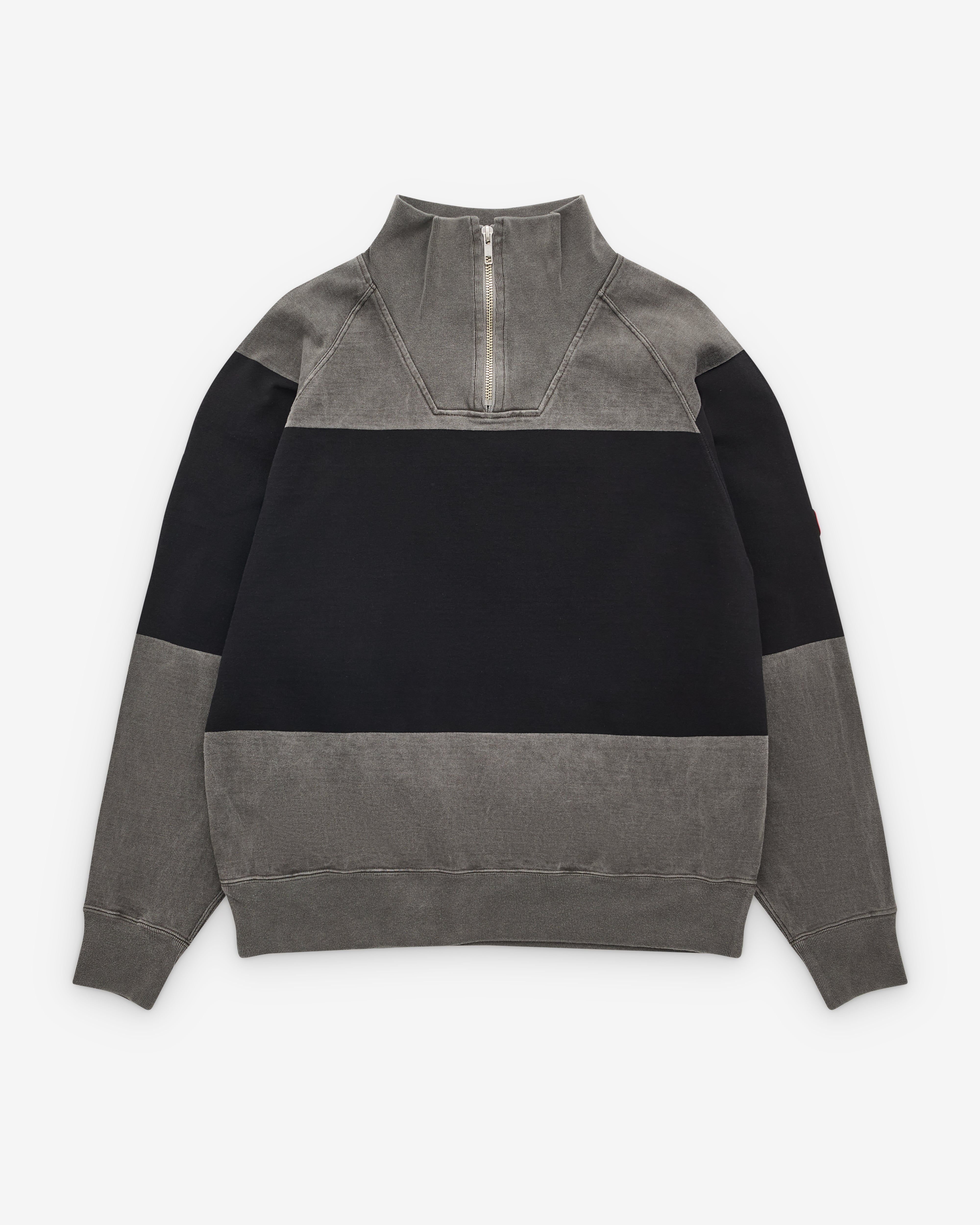 Cav Empt: Men's Overdye Stripe Half Zip (Grey) | DSML E-SHOP