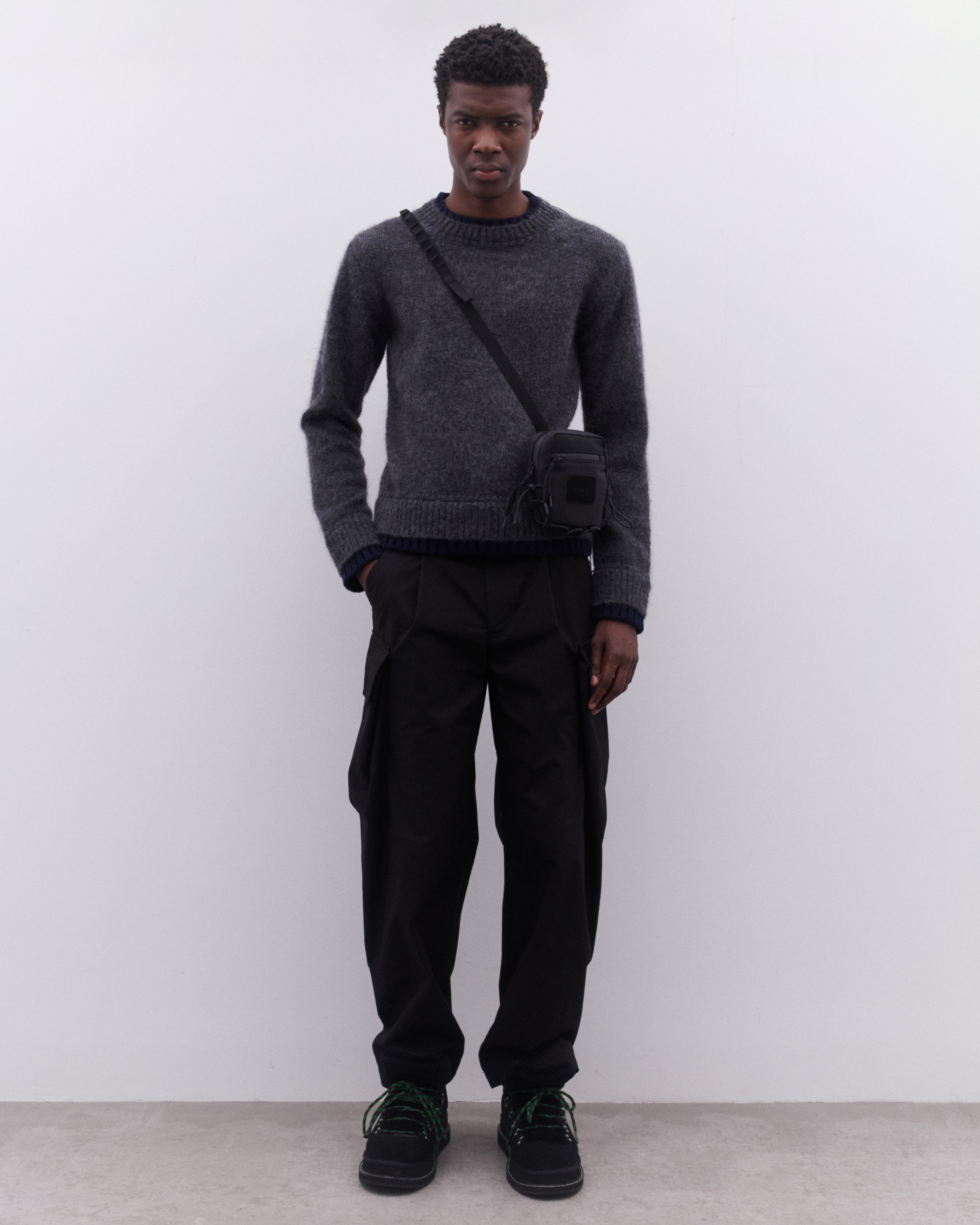 sacai: Men's Wool Knit Pullover (Grey) | DSML E-SHOP
