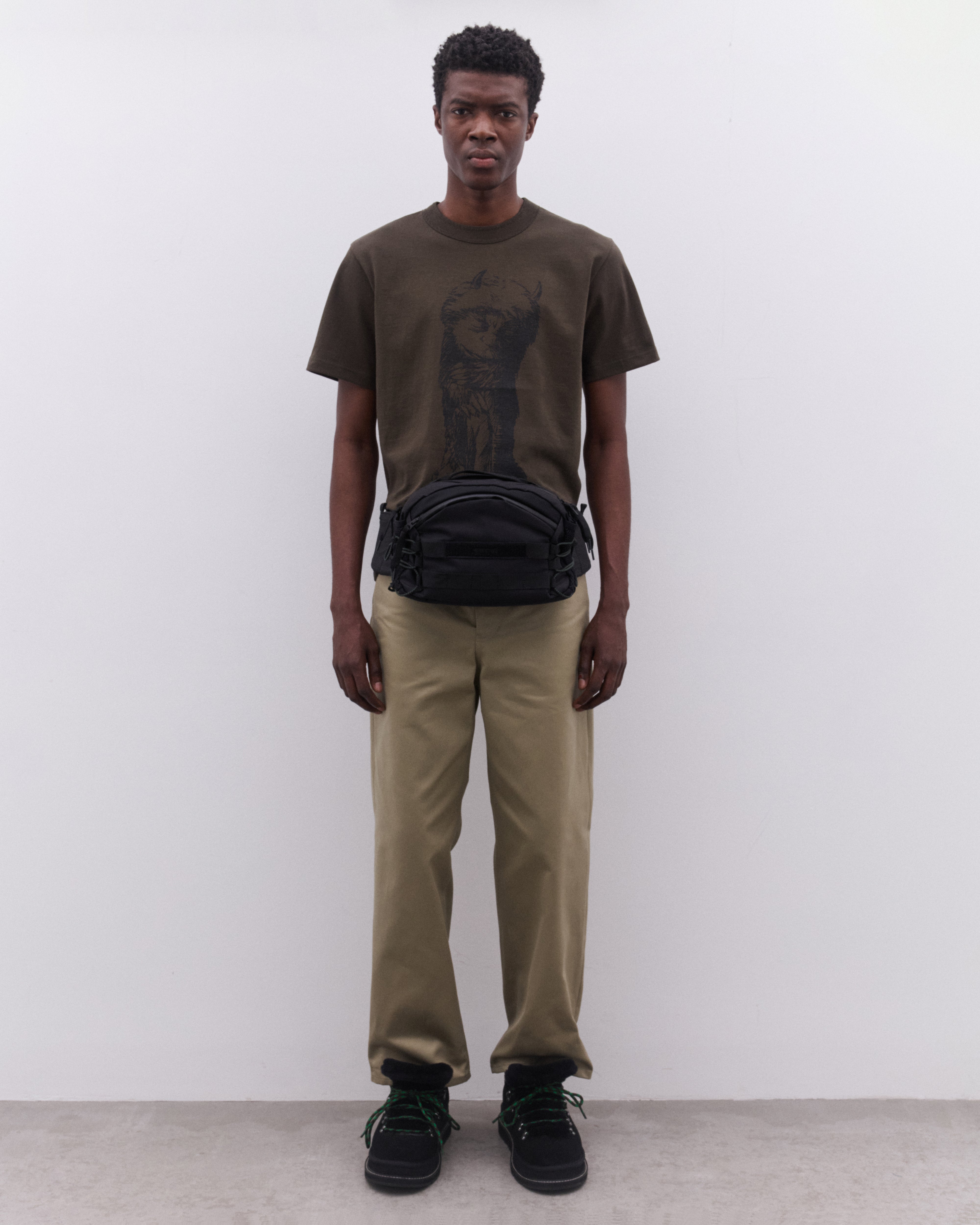 sacai: Men's Where The Wild Things Are T-Shirt (Dark Khaki) | DSML