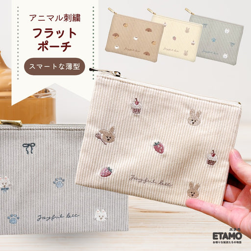 フラットポーチ いぬ うさぎ ねこ — Etamo