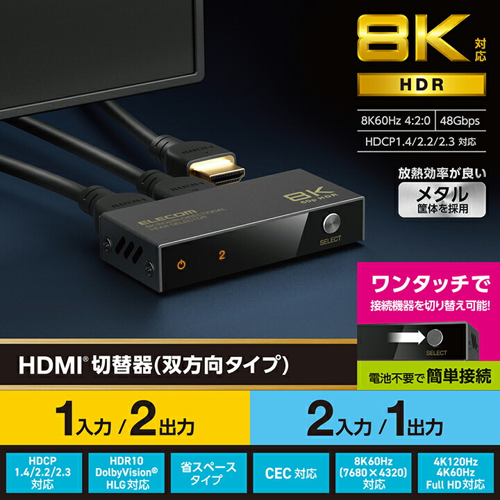 HDMI(R)切替器(双方向タイプ) | エレコムダイレクトショップ本店はPC