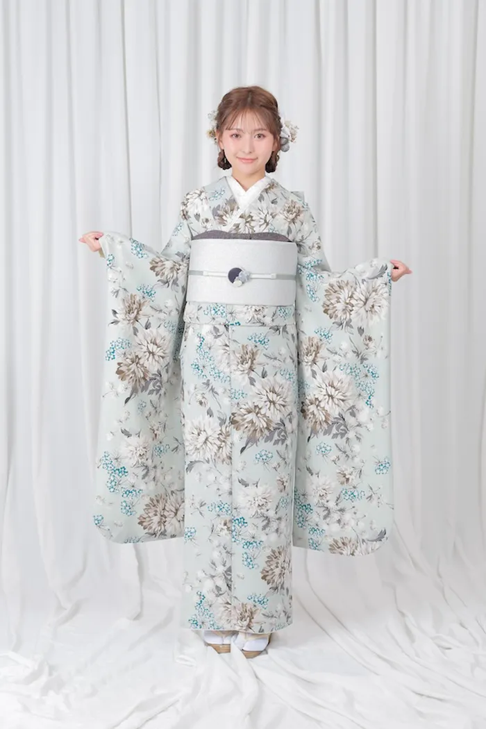 水色 小紋柄 洋風 M 158cm-168cm｜ネット専門振袖レンタルサービス