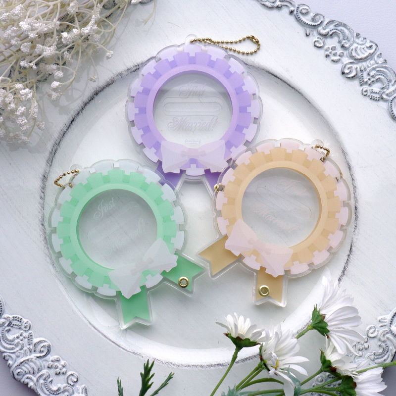 缶バッジアクリルフレーム ウェディングロゼット イエロー| FUKUYA