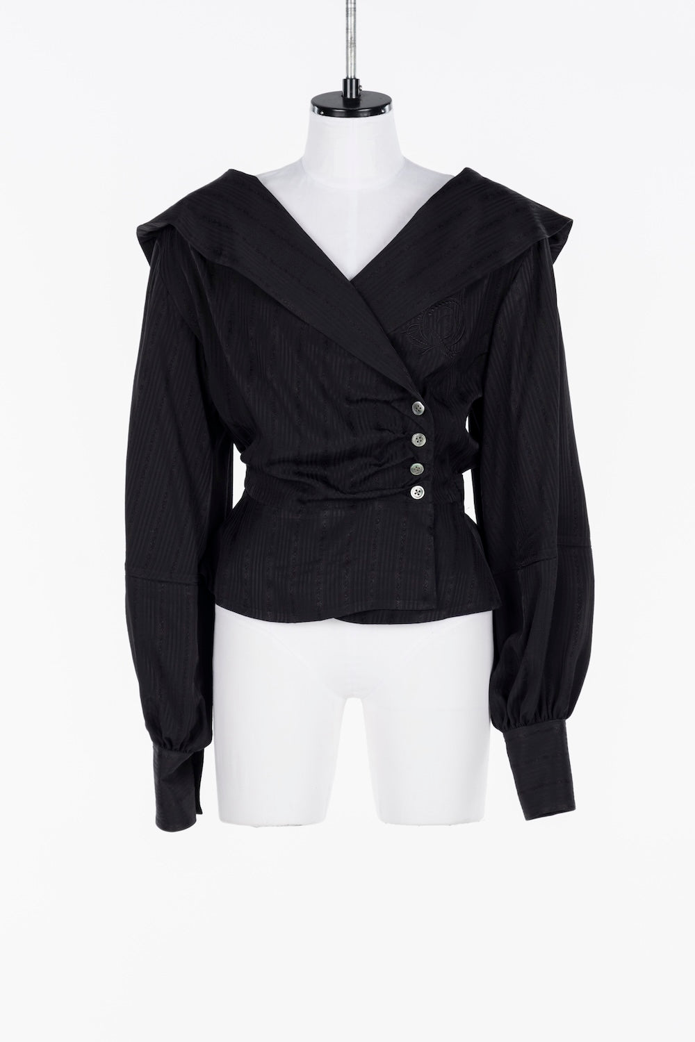 ROSE JAQUARD STRIPE SAILOR COLLAR BLOUSE – FETICO Official Online Shop