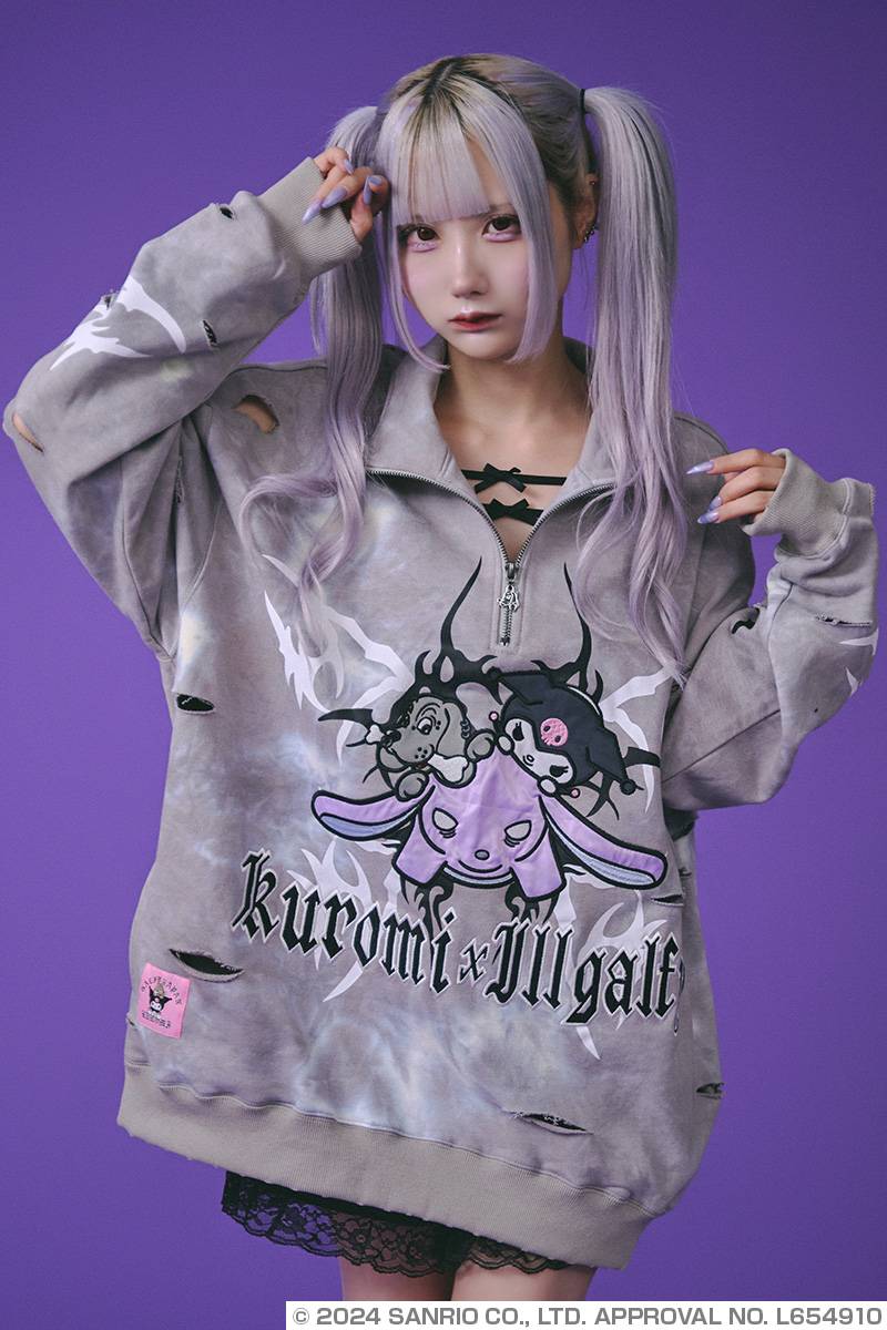 クロミ×GALFY(ガルフィー) イルガルフィームラ染めハーフZIP - Gray