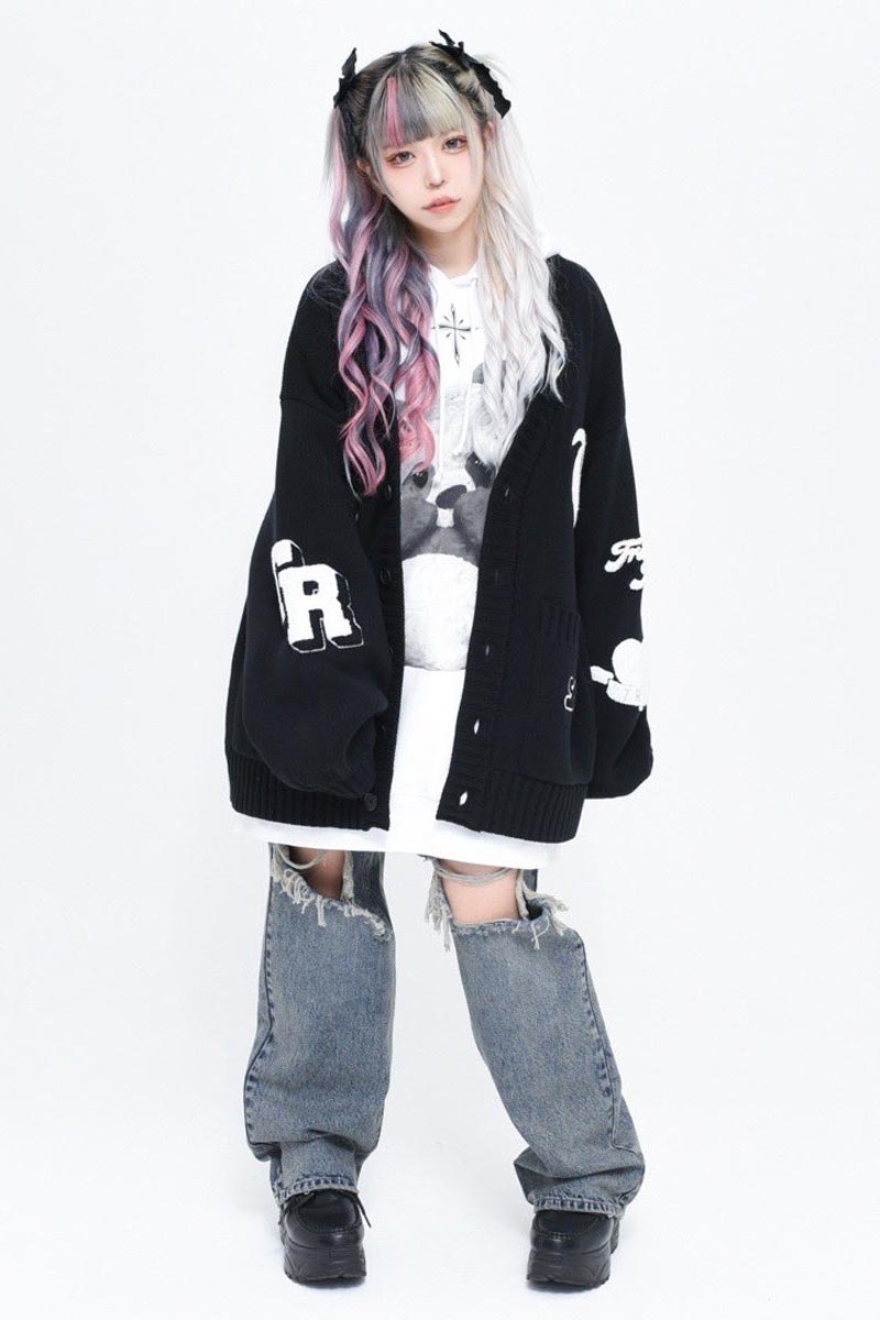 TRAVAS TOKYO【トラヴァストーキョー】Patch Knit Cardigan Black