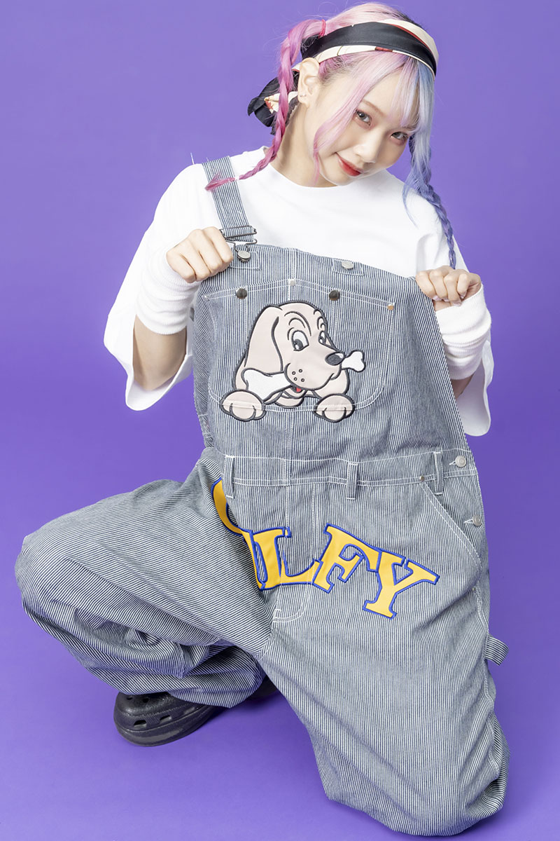 GALFY(ガルフィー) 石ちゃんオーバーオール NAVY STRIPE / ロック