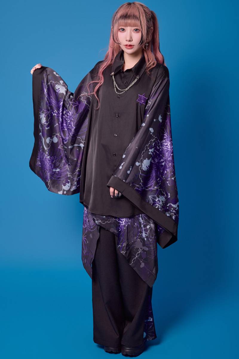 PSYCHO NATION(サイコネーション)振袖チェーンシャツ - Purple