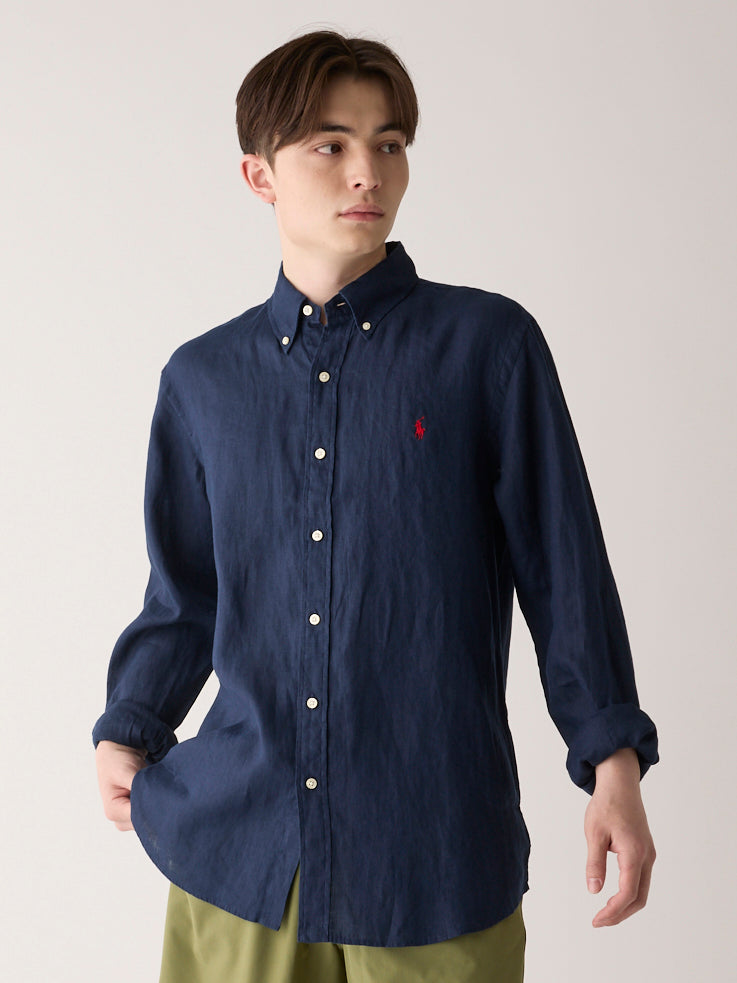 ポロ ラルフ ローレン】カスタムフィット ボタンダウン リネンシャツ