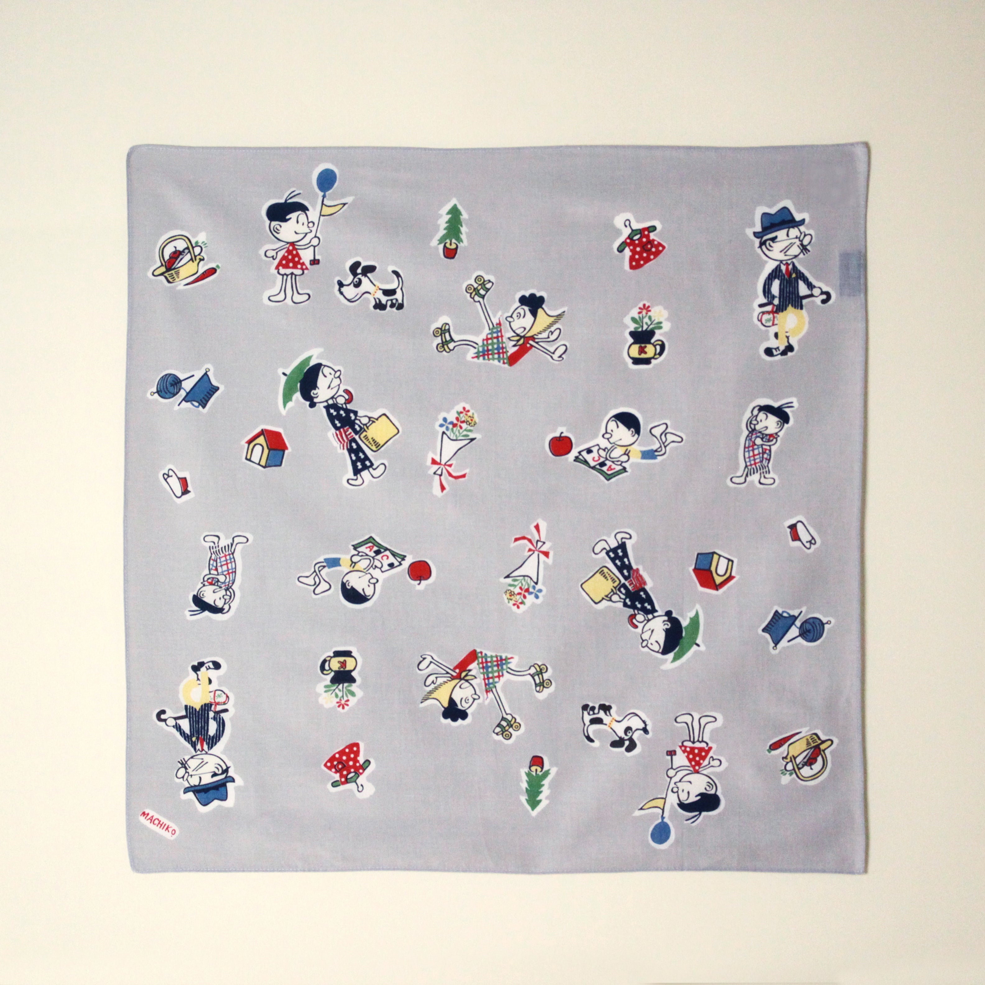 サザエさん 復刻図案 バンダナ グレー – 長谷川町子美術館 通信販売部