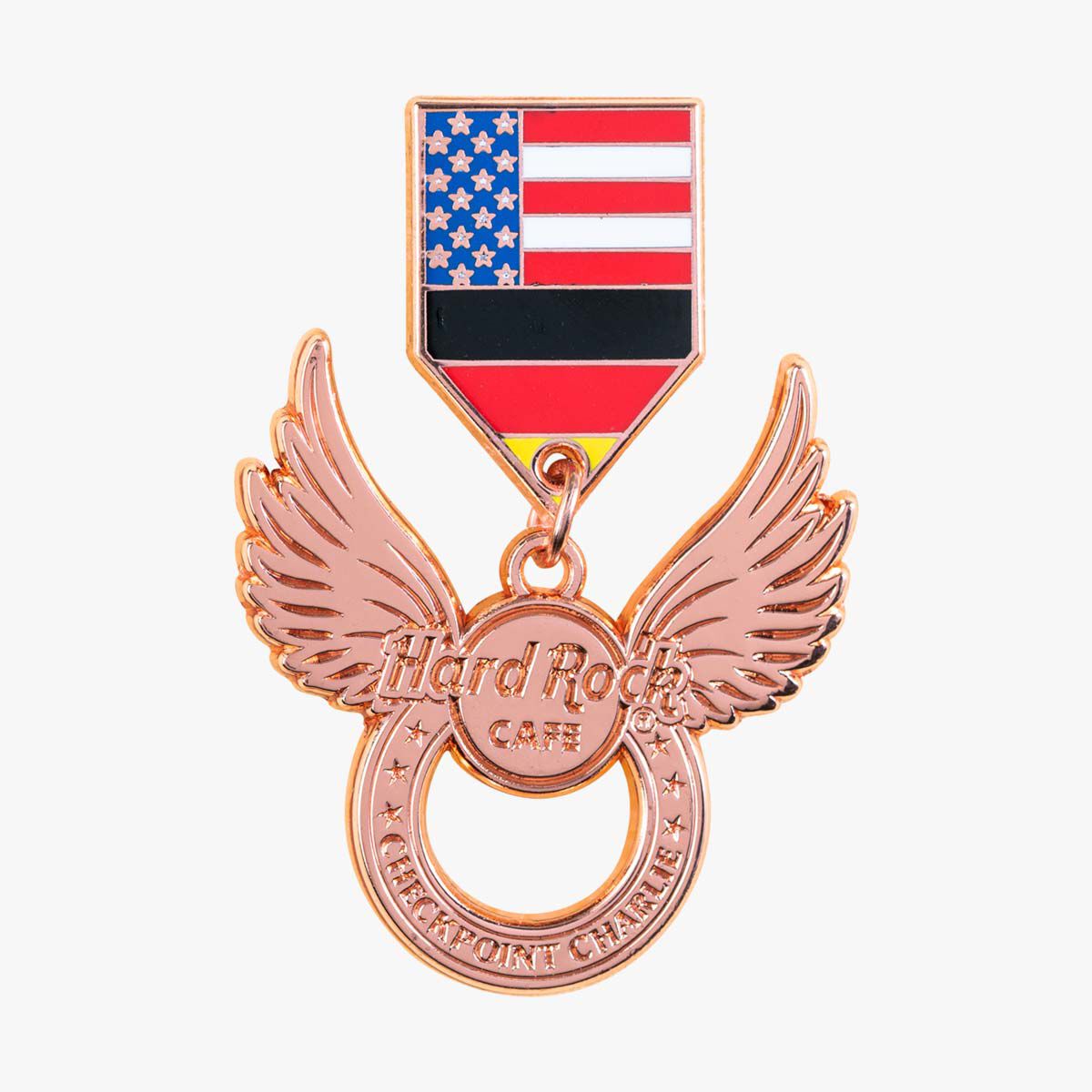 Collectible Checkpoint Charlie Wing Medallion Pin | Online Rock Shop