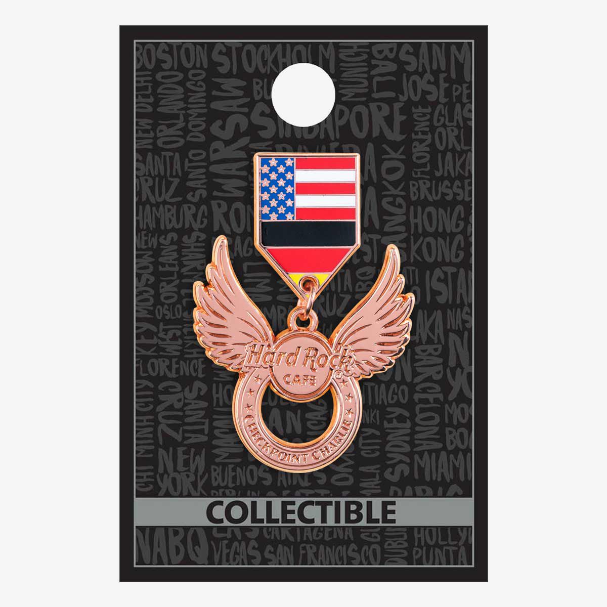 Collectible Checkpoint Charlie Wing Medallion Pin | Online Rock Shop