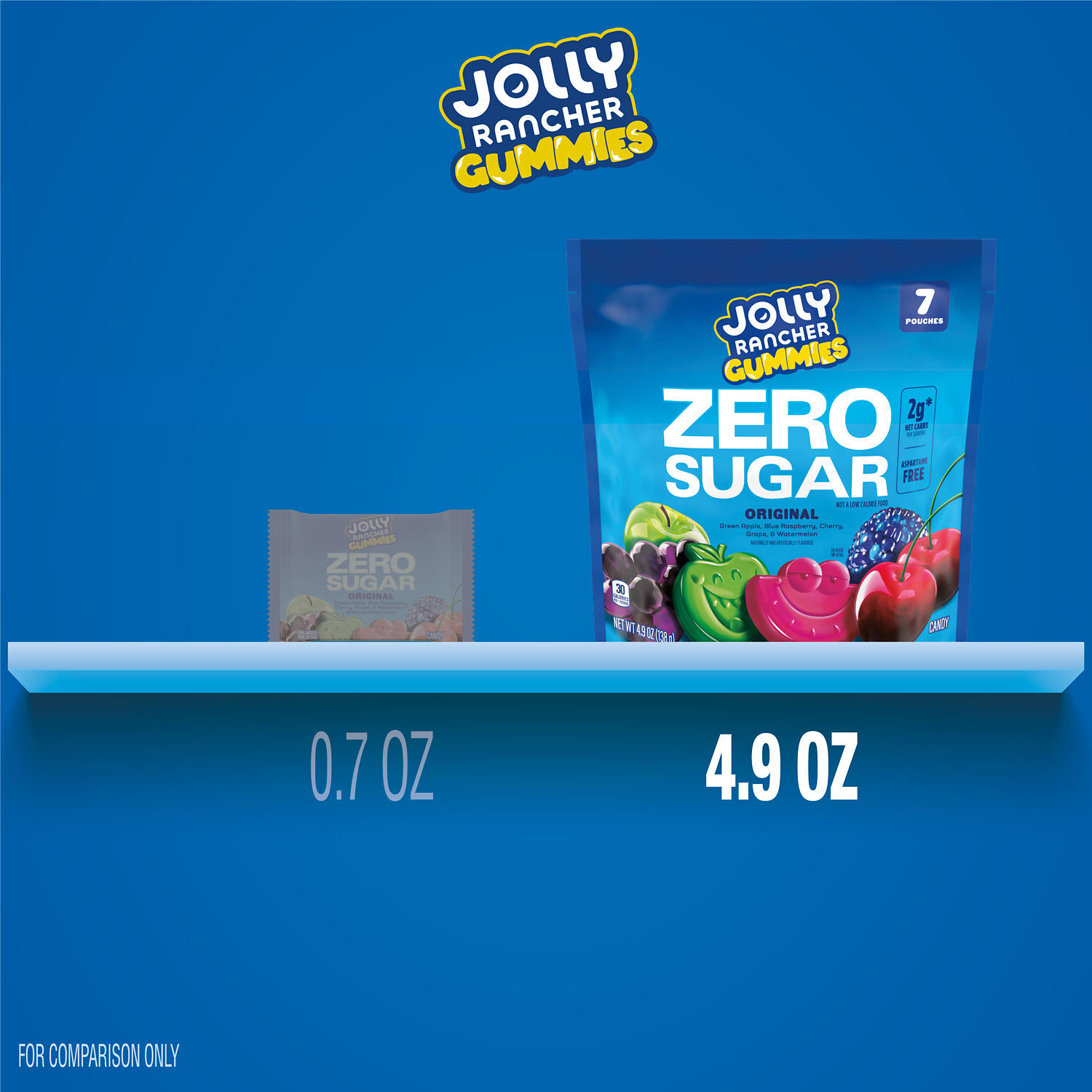 JOLLY RANCHER Gummies Zero Sugar Assorted Fruit Flavored Candy Bag
