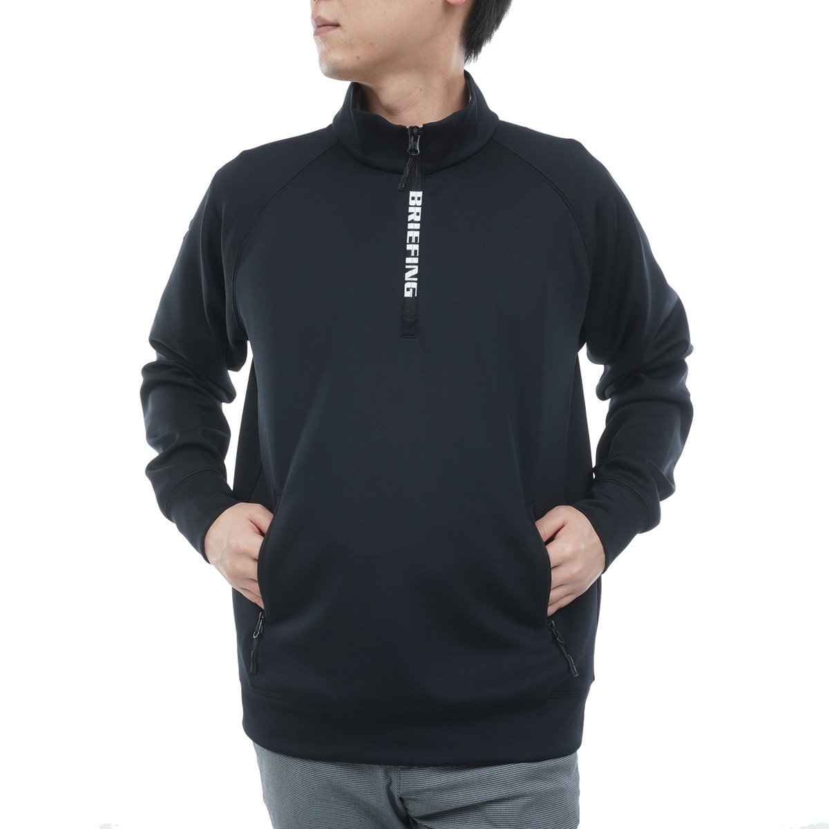 ストレッチ 3Dロゴ ハーフジップミドラー(中間着(セーター、トレーナー