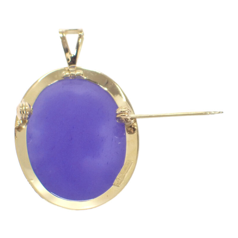 デザインジュエリー カメオ ブローチ K18イエローゴールド ブルー