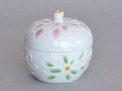 九谷焼 ミニ骨壺 十角型 青花詰 谷口 勲 作 - 山口陶業社