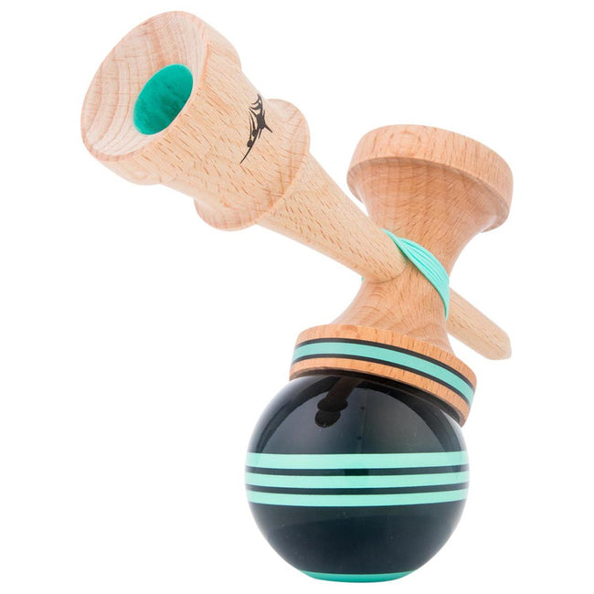 Kendama USA - Kaizen Triple Stripe - Jet Shape - Black & Mint