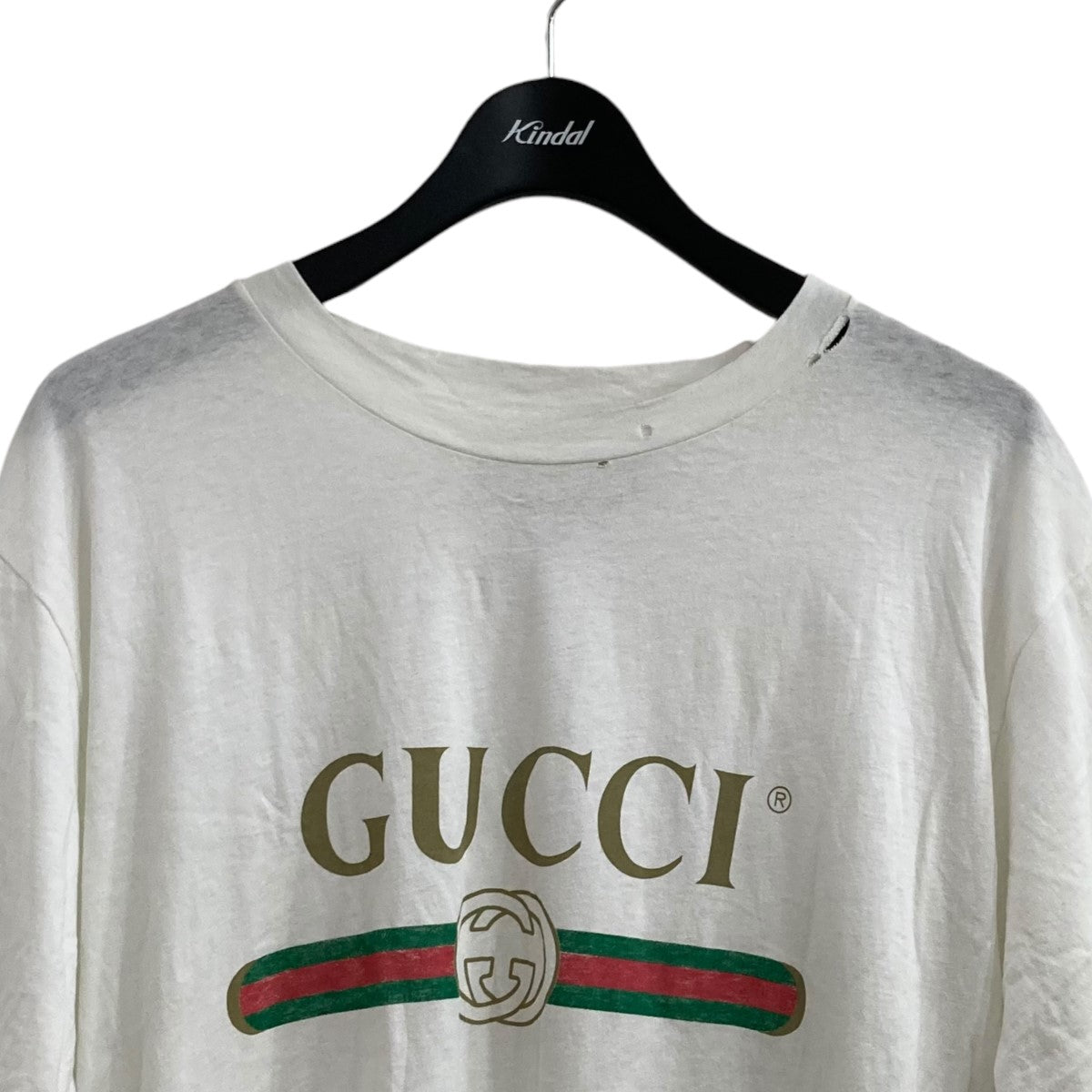GUCCI(グッチ) オーバーサイズダメージ加工プリントTシャツ457095