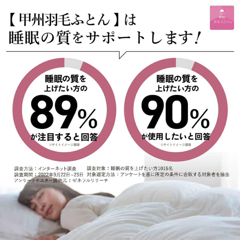 2層本掛けフランス産マザーダック93%羽毛布団 - 甲州羽毛ふとん公式通販