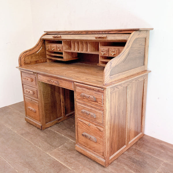 ロールアップデスク 鍵付き ロールトップ ライティングビューロー