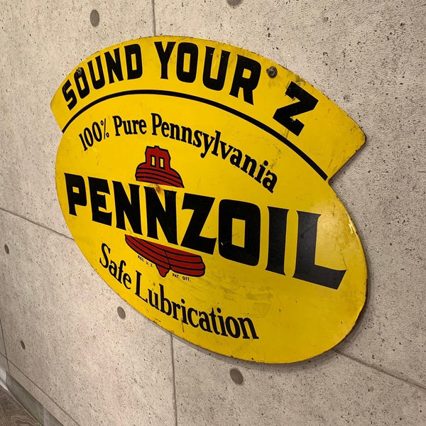 メタル看板 【PENZOIL社】 ヴィンテージサイン 1968年 ディスプレイ