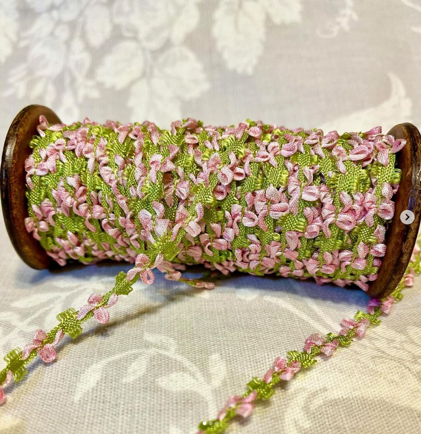 ルールブルー / 仏アンティーク ロココリボン 8ミリ ピンク 1m