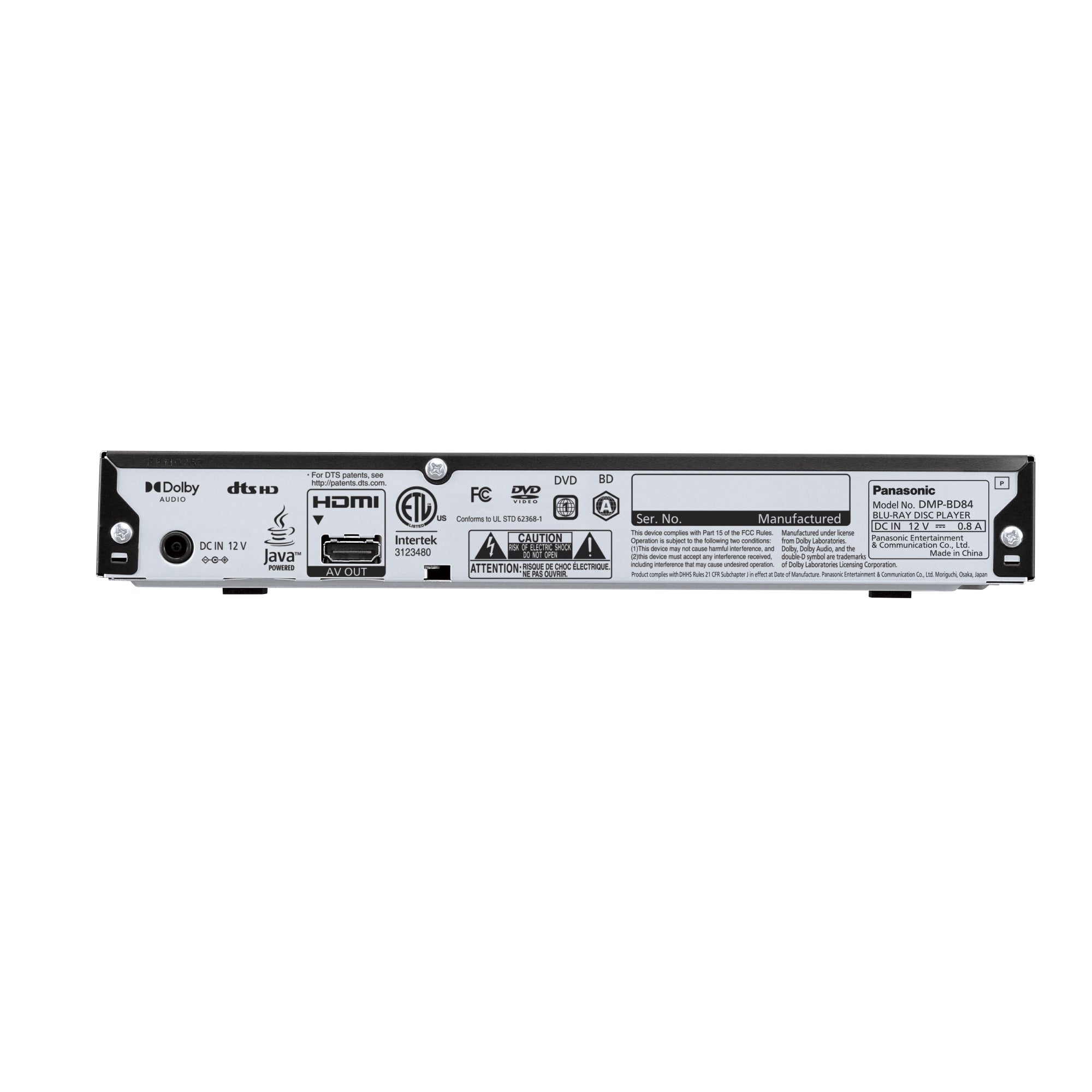 Panasonic Blu Ray DVD Player with Full HD and Dolby Digital Sound