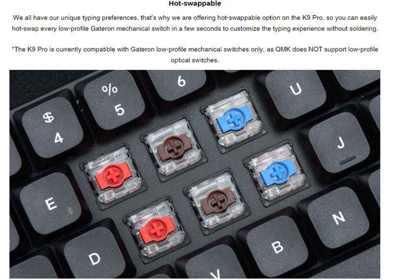 香港 Keychron K9 Pro QMK/VIA ワイヤレス カスタム メカニカル