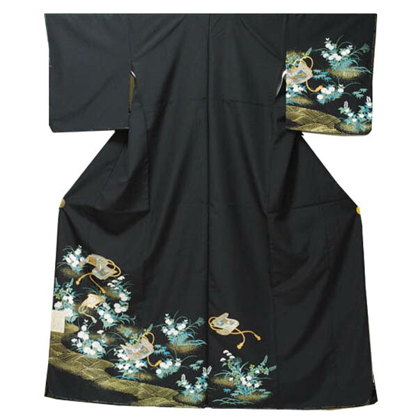 楽天市場】【袷付下げ】仕立上り【日本製】竹笹柄 黒 (077) 付け下げ