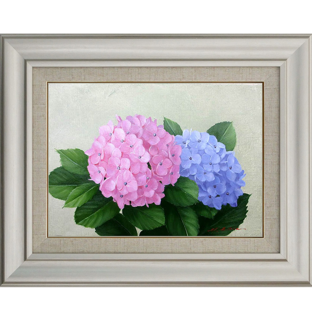 楽天市場】手描き 油絵 額入り油彩画 紫陽花 アジサイ F4サイズ