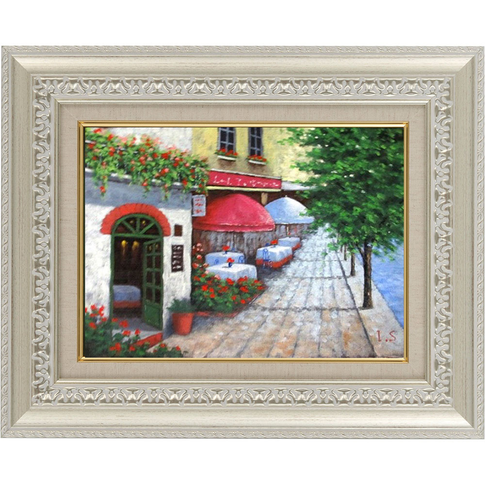 楽天市場】手描き 油絵 絵画 額入り 油彩 パリのカフェ F4サイズ