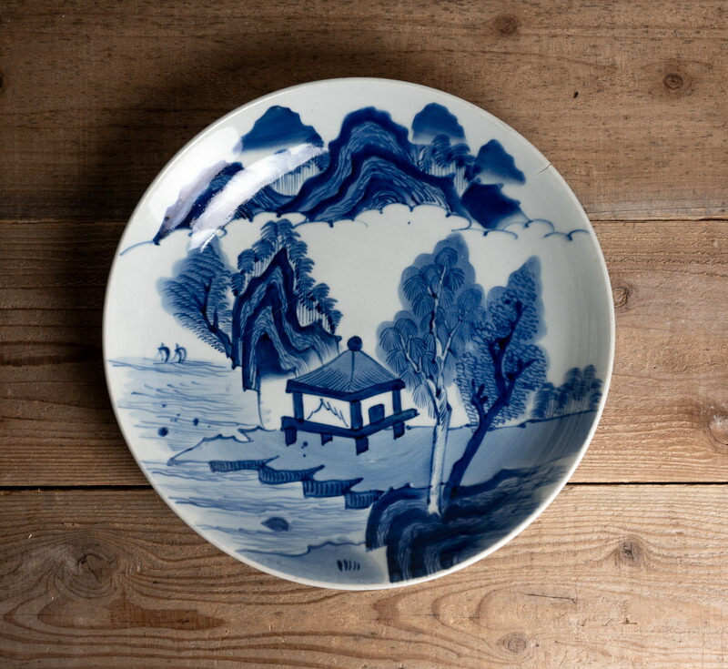 古伊万里 江戸末期 ◇肥前有田町黒牟田 梶原貞一窯 呉須手『角福紋』角