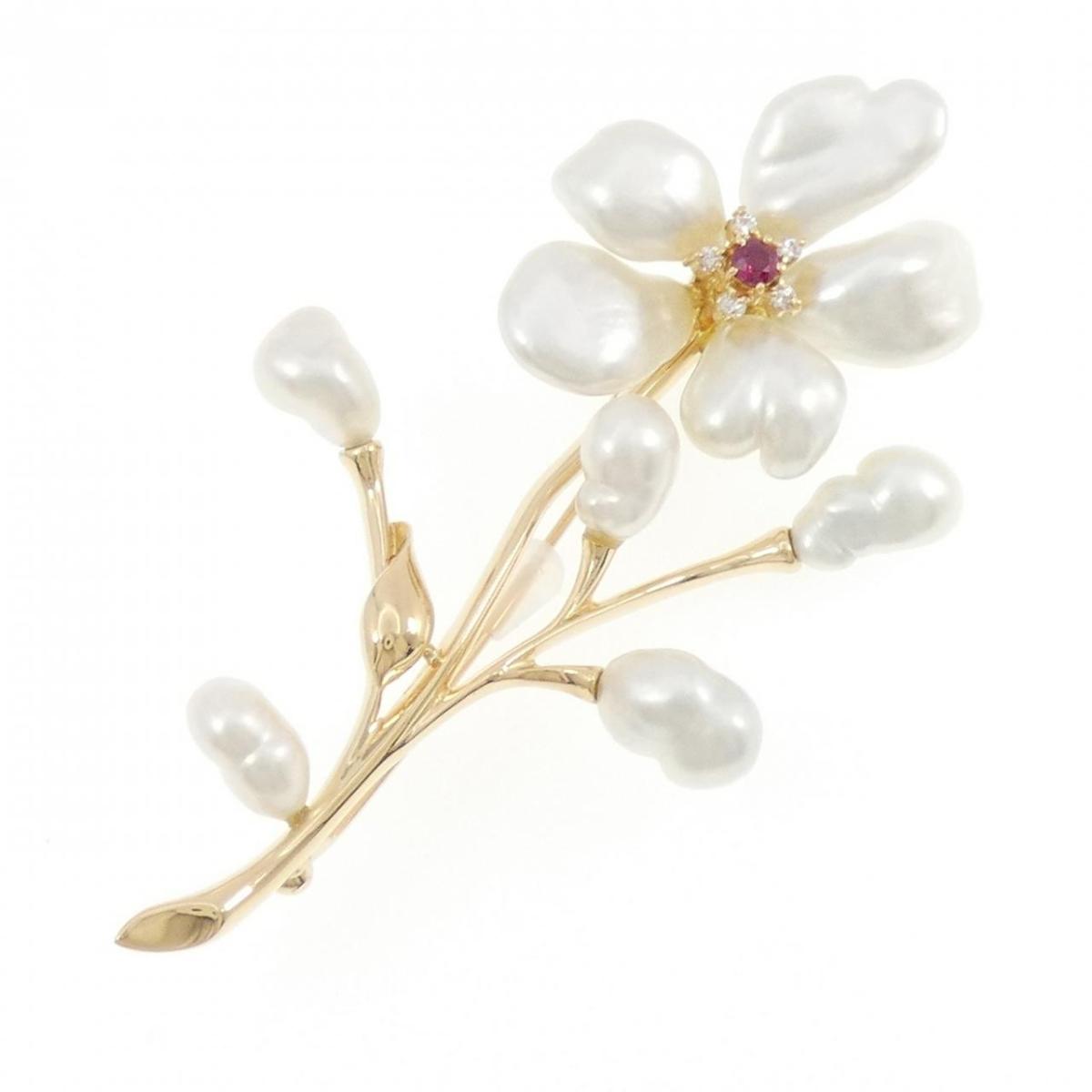 楽天市場】【送料無料】【中古】 K18 ブローチ クォーツ パール