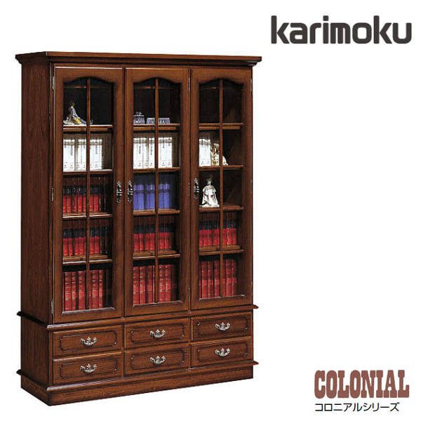 楽天市場】カリモク 本棚 書棚 コロニアル 書棚 幅888mm （ガラス扉