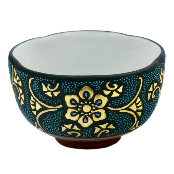 楽天市場】仲田錦玉 九谷焼丸酒盃 渦打青粒盛金宝相華唐草 内に桜