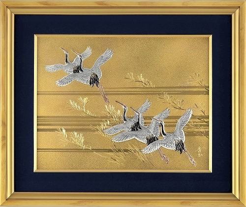 楽天市場】金森映井智作品 パネル額 日の出鶴(大) 人間国宝 金森映井智