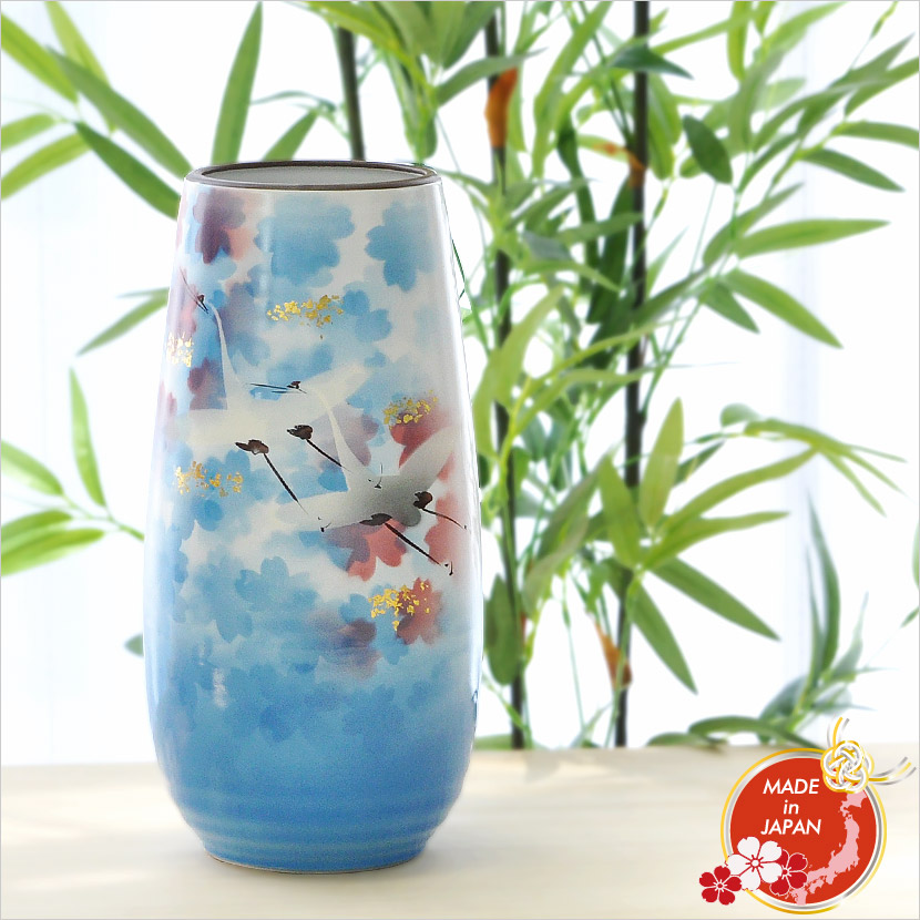 楽天市場】九谷焼 松平雪生作 赤絵稲穂絵図 花瓶 陶器 花器 花入