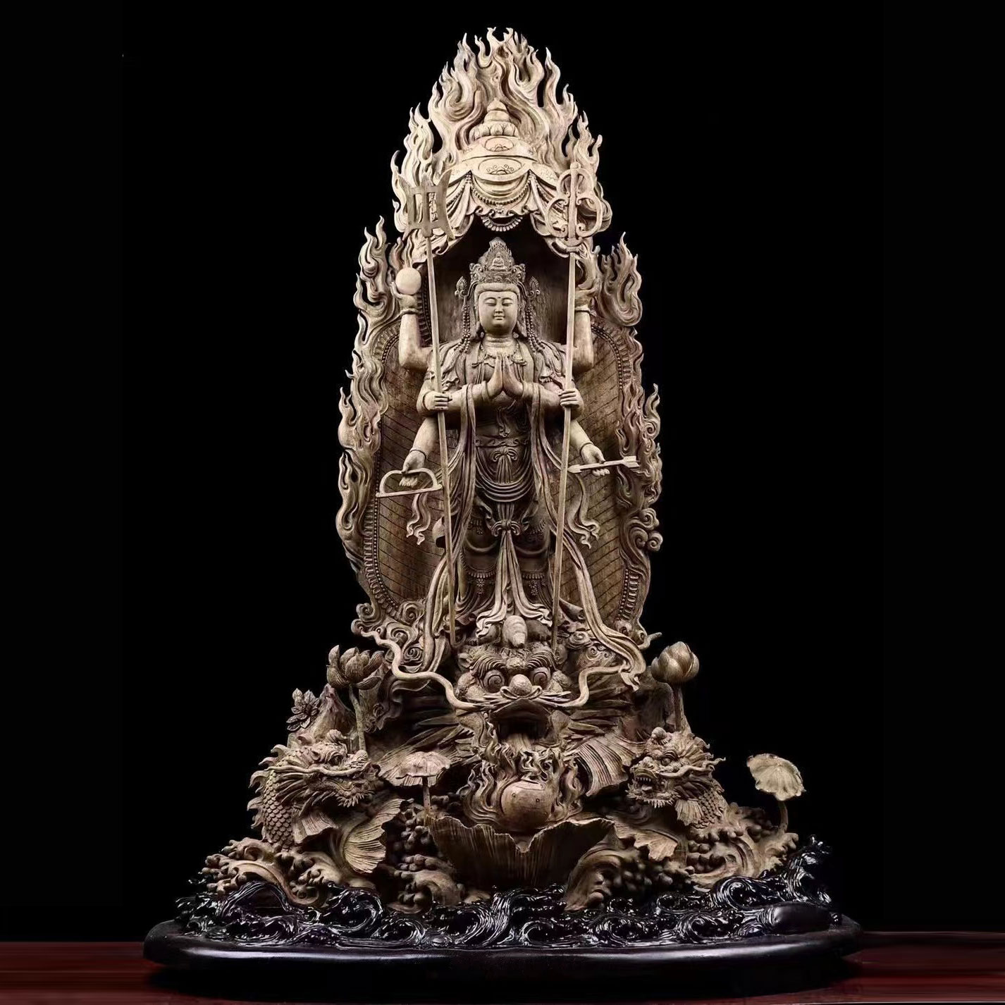 楽天市場】【天然沈香木彫】観音菩薩 伽藍神 韋駄天 仏教美術 仏像